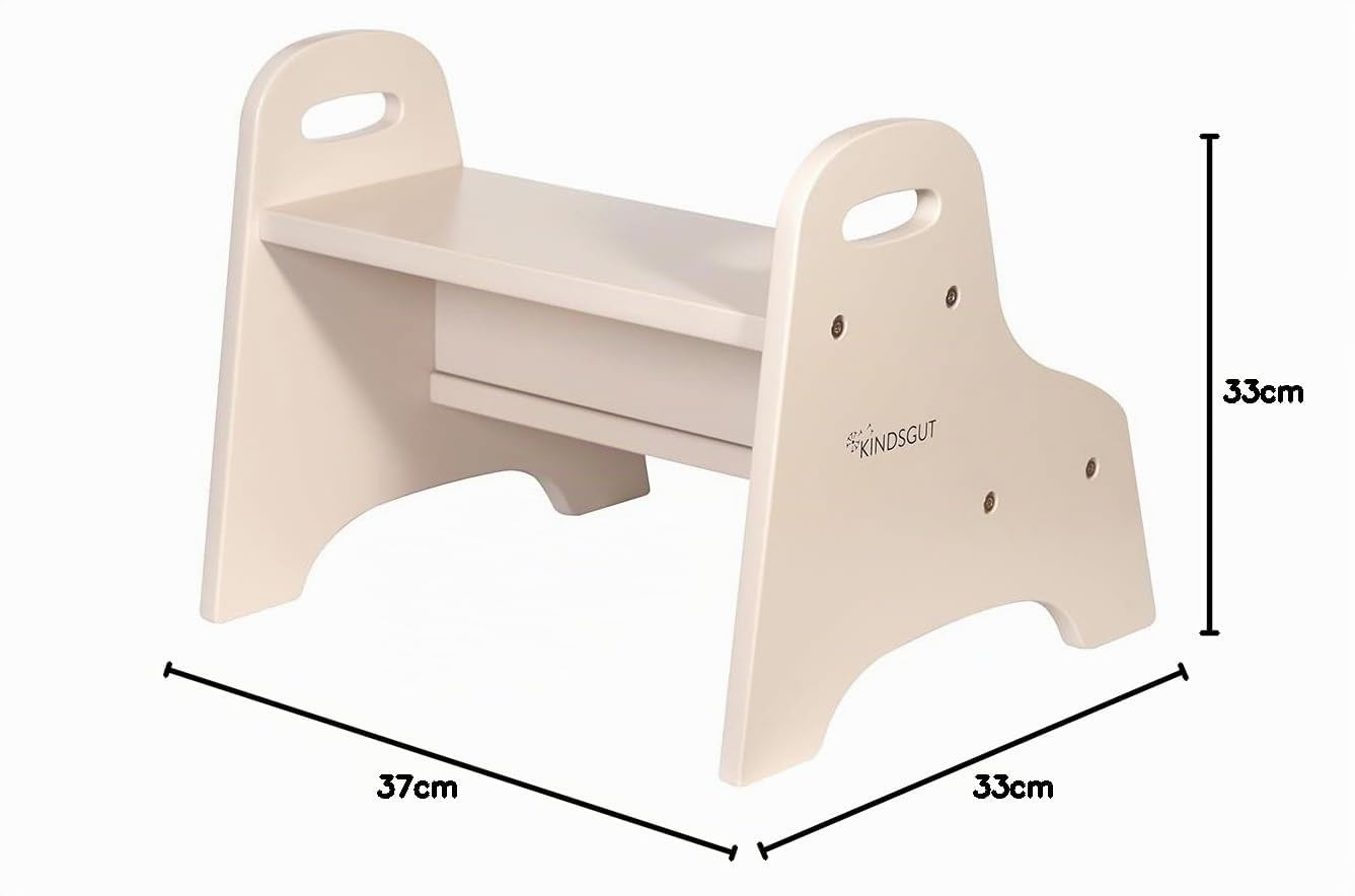 Kindsgut Holztritt, Tritt-Hocker mit 2 Stufen ideal für Kinder, dezente Farben und hochwertige Qualität, Sand