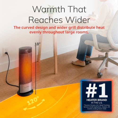 Lasko 18" Ellipse Ceramic Tower Space Heater - Remote - Black - CT18950 - image 2