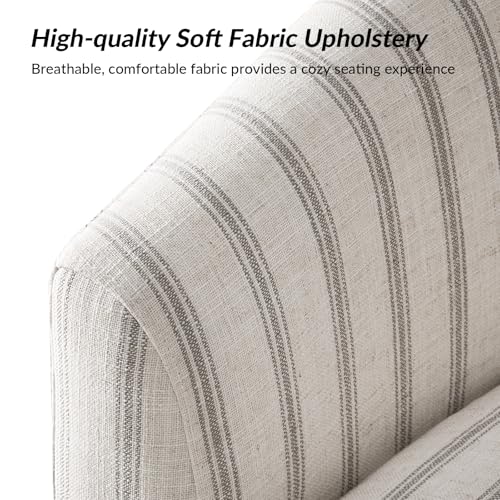 Image of HULALA HOME Modern Swivel Accent Chairs Set of 2 with Solid Wood Base, Round Swivel Barrel Chairs with Striped Pattern, No Assembly Required, Stripe
