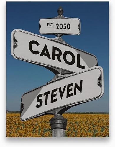 Miniatura 20 de Letreros vintage personalizados con nombre y fecha, lienzo o póster de arte callejero de boda, póster para parejas, Awesometik, letrero de calle