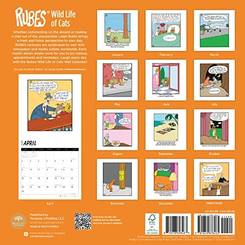 2023 Rubes Monthly Wall Calendar by Bright Day, 12 x 12 Inch, Humor Jokes Laughs Funny Novelty Comic Strip (Cats)