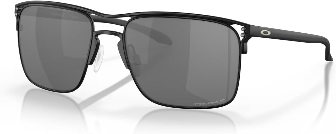 Oakley Holbrook Titanium Sunglasses Satin Black with Prizm Black Polarized Lens 57mm + Case