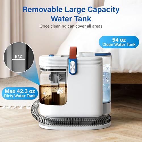 Portable Carpet Cleaner Machine, Carpet Shampooer, 15Kpa Upholstery Cleaner with 3 Tools, 54oz Large Water Tank, 16.4ft Power Cord, Spot and Stain Deep Cleaner for Rug, Couches, Car,Teal - Image 8