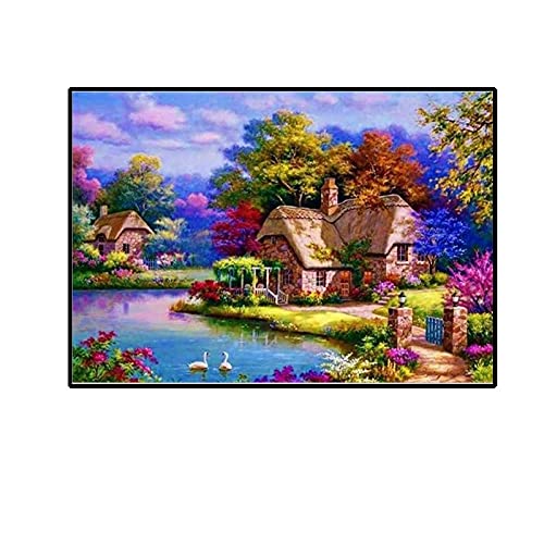 Diamond Painting Grande Taille 50x120cm Petite maison Mosaïque 5D