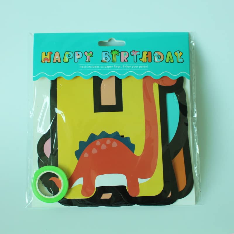 Norinoya Dinosaur Happy Birthday Banner,Birthday Bunting,Birthday Party Supplies Decorations,Perfect for Indoor Outdoor Kids' Party Banners - Image 5
