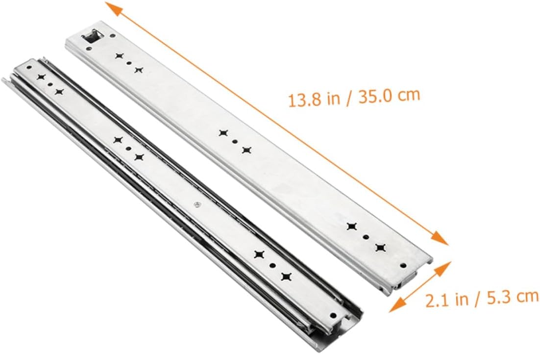 Heavy Duty 14-inch Drawer Slides Full Extension Side Mount Ball Bearing Metal Rails 250 Lbs Capacity Cabinet Drawer Replacement Hardware 2pcs Set