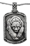Bear Necklace for Men, Nordic Viking Bear Head Pendant Necklace Roaring Celtic Bear Tag Necklace Pure Tin Men’s Punk Bear Charm Necklace Jewelry Gift Father's Day Accessories