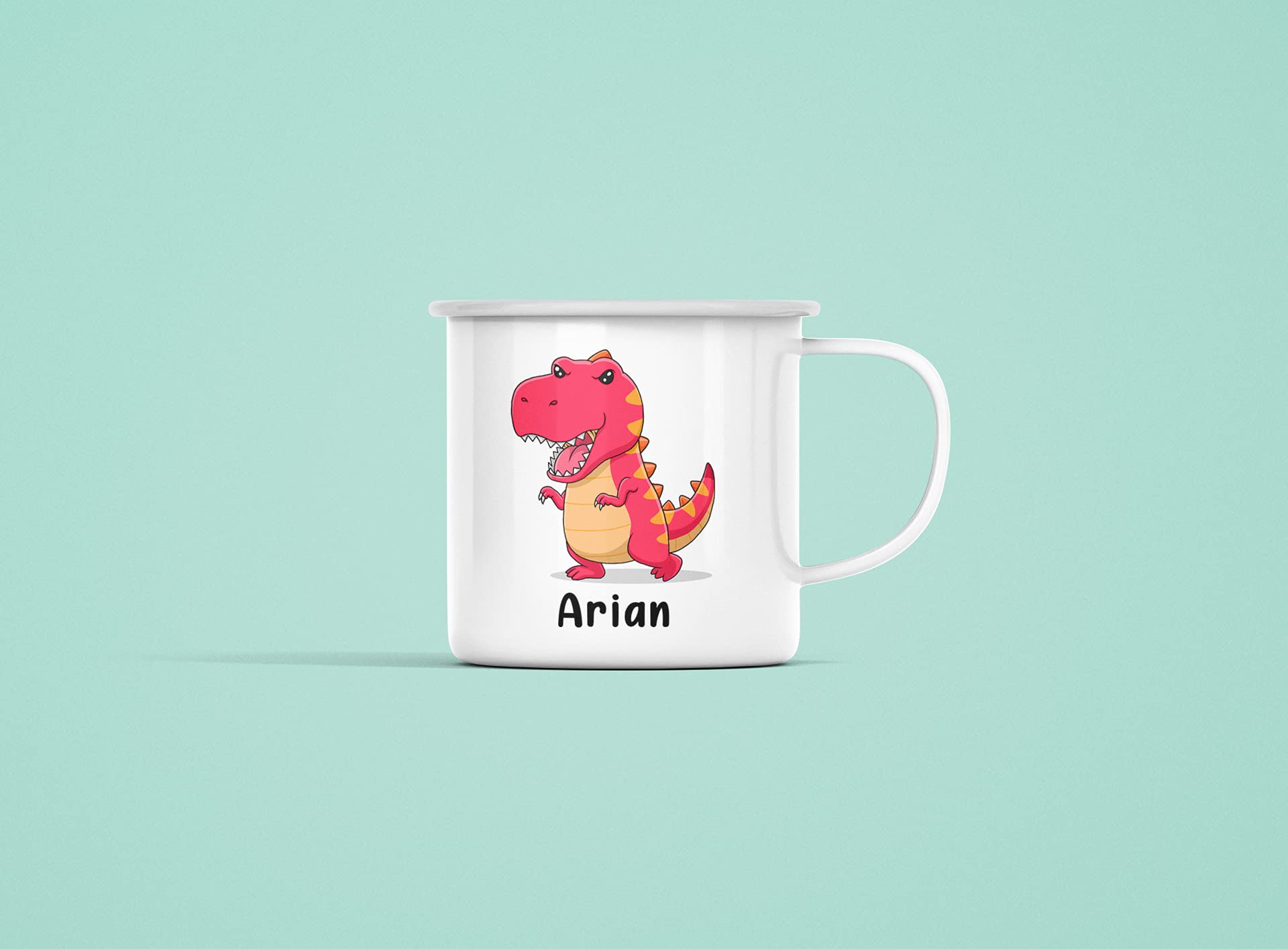 Tazza Smaltata Per Bambini Personalizzata Con Nome E Dinosauro - 300 Ml, Metallo, Lavaggio A Mano - Foto 10