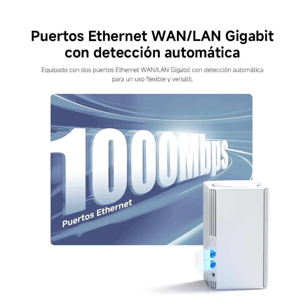 Router WiFi5 AC1200 - Puerto Gigabit, Función Mesh, Compatibilidad Universal y Conexión Estable