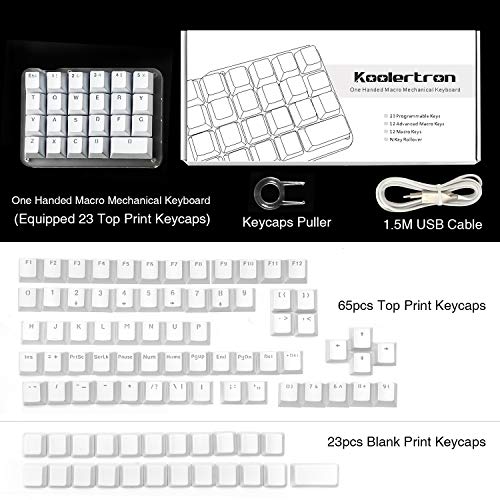 Koolertron One Handed Macro Mechanical Keyboard, Portable Mini One-Handed Mechanical Gaming Keypad 23 Fully Programmable Keys (RGB Backlit/Blue switches) - Thumbnail 6