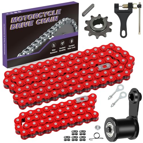 CILOYU 420 Jackshaft Chain 42 Links + 90 Links with Chain Tensioner Kit Replacement for Coleman CT200U CT200U-EX BT200X Baja Warrior MB200 MB165 Massimo Mini Bike 212 200cc 196cc 6.5hp 5.5hp Part Red