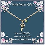 Nupdot Birth Flower Necklaces Birthday Gifts for Women | 14K Gold Plated Birth Month Peridot Birthstone Pendant Necklaces Wildflower Floral Jewelry Gifts for Mom Friends