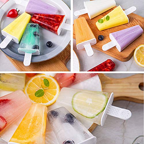 Popsicle Molds 10 Pieces Silicone Ice Pop Molds BPA Free Reusable Popsicle Mold Easy Release Ice Pop Maker with Popsicles Recipes,Cleaning Brush and Funnel