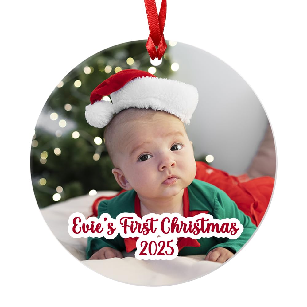 Fuzzy Cactus - New Baby - Babies First Christmas Personalised Photo Bauble Christmas Tree Decoration