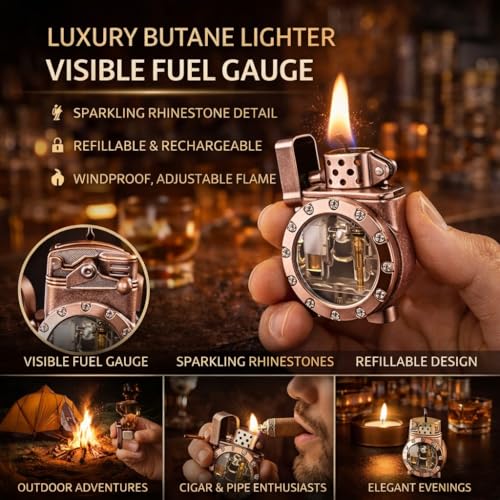 Encendedor de butano de doble llama, linterna reutilizable con soplete para exterior 5