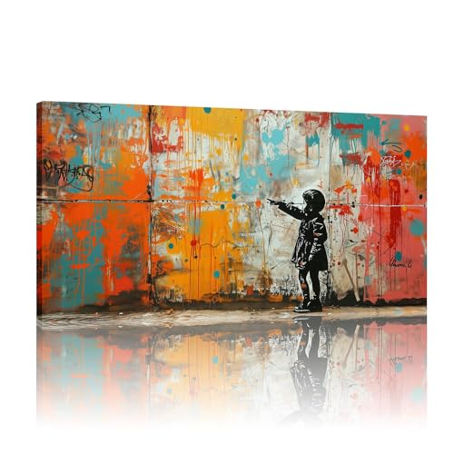 Décoration murale Banksy street art grand format 60x120cm impression abstraite sur toile