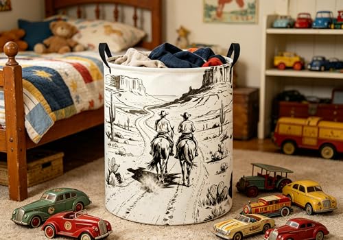 Image of Baby Laundry Hamper kids laundry Basket Waterproof Laundry Bag for Bedroom Clothes Organizer Room Decor(Cowboy)