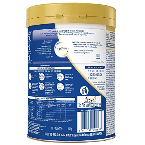 Image of NAN PRO Stage 1 Infant Formula Milk Powder for babies (Up to 6 months) - with Probiotic, 400g Tin with Smartlid