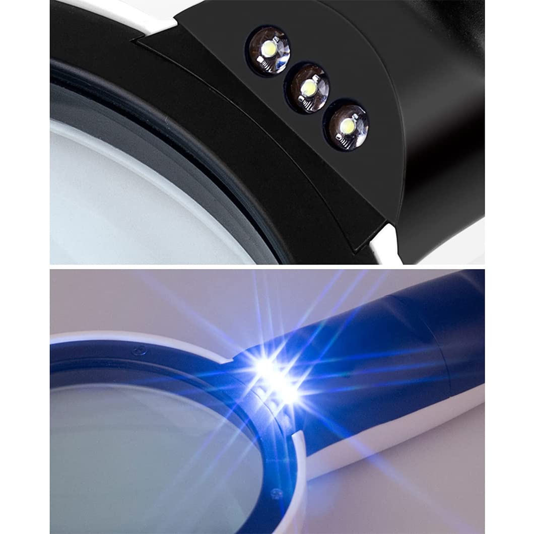 Ręczna lupa 30X z 3 diodami LED, podświetlana lupa z podświetleniem, lupa do czytania w leczeniu zwyrodnienia plamki żółtej, czytanie dla seniorów, lutowanie, inspekcja, Co White Magnifyi