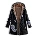 Xmiral Donna Inverno Casual Manica Lunga Stampa con Cappuccio Maglione Caldo Giacca Peluche Cappotti (M.2- Nero)