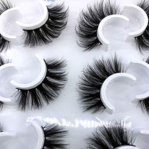 HBZGTLAD 5pairs/6 Pairs Fluffy False Eyelashes Natural Faux Mink Strip 3D Lashes Pack (MDF-15)