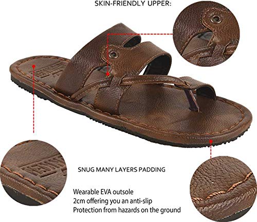 Image of DRUNKEN Slippers For Mens Synthetic Leather Slides Flips Flops non slip