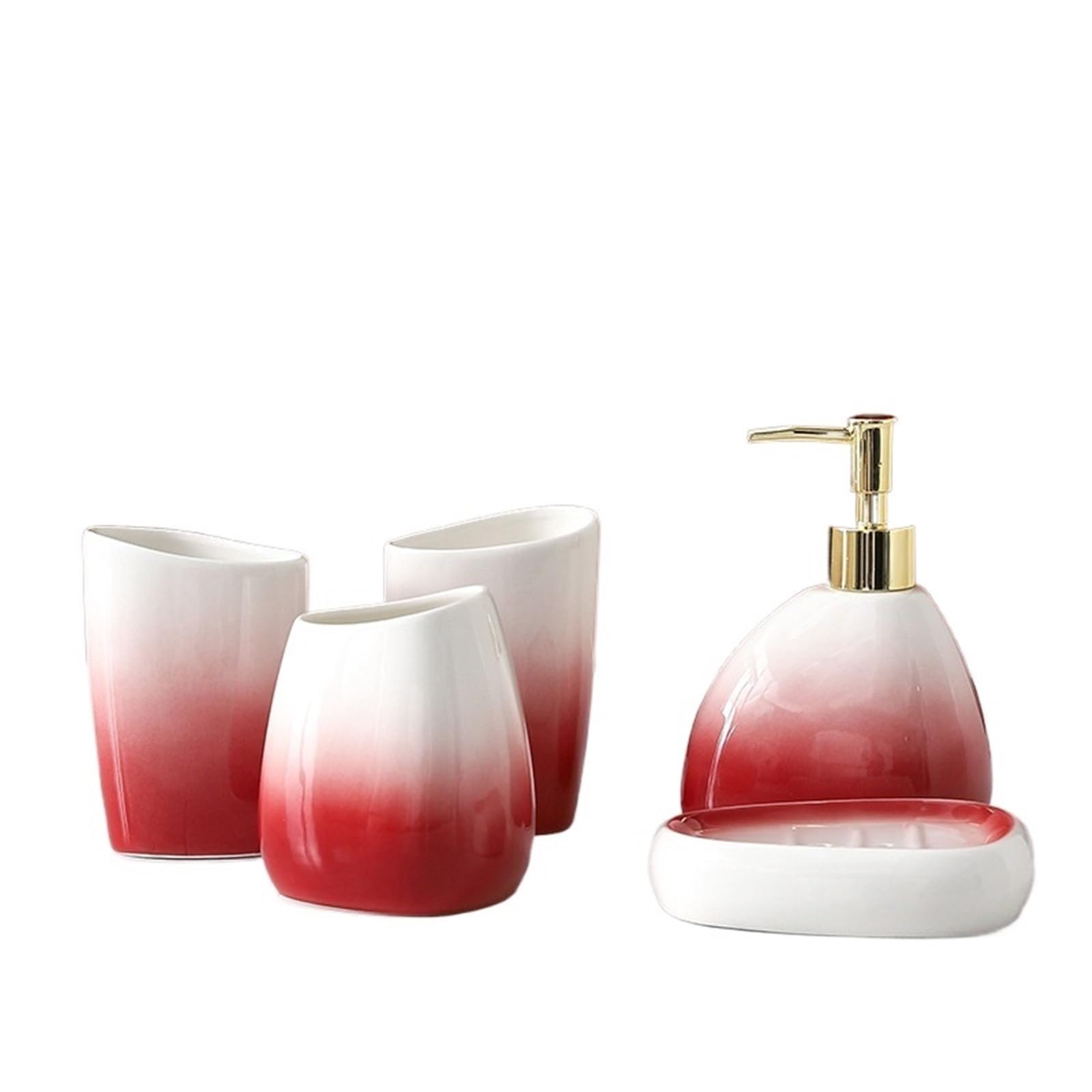 Badezimmer-Seifenspender-Set, Farbverlauf, rot, Keramik, Seifenspender-Set, Hotel, Seifenschale, Mundspülbecher, Set, Zuhause, Badezimmer, Zubehör, Hochzeitsgeschenke für moderne Badezimmer (5