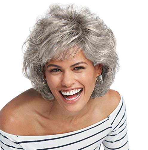 Raquel Welch Salsa Natural Looking Collar Length Layered Page Wig By Hairuwear, Large Cap, R56/60, Silver Mist