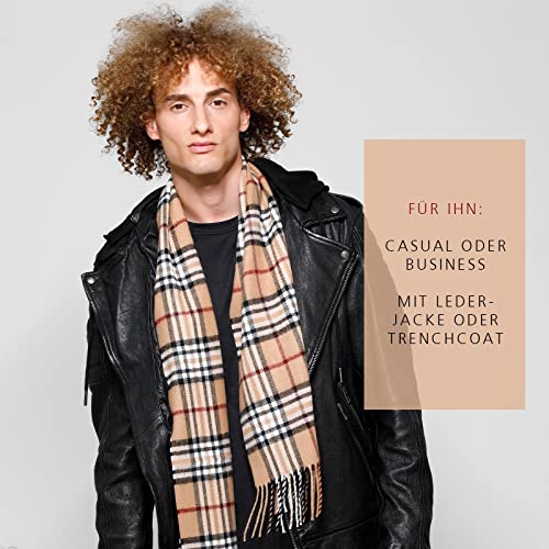 FRAAS Plaid Oversized Cashmink Woven Long-Scarf for Men Women - Made in Germany - Perfect for transition into Fall Winter - 35 x 200 cm - Camel - Image 5