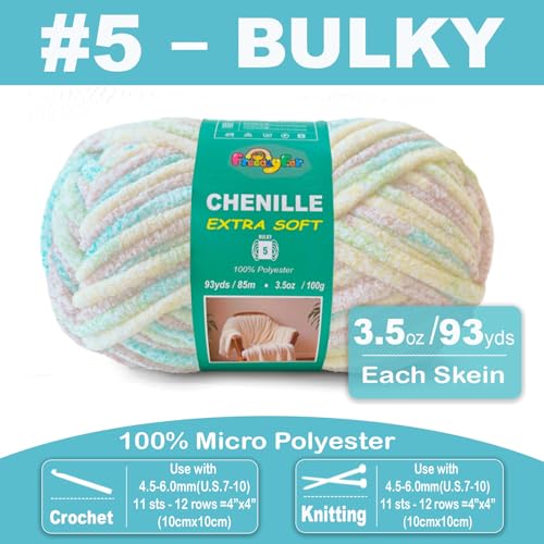 Image of Super Soft Velvet Chenille Yarn for Crocheting and Knitting-Easy to Crochet-Bulky, 3.5oz /93yds of Each Skein-Chunky Plush Yarn for Hand Craft Blanket Ammigurumi DIY (Soft Cream, 3 Pack)