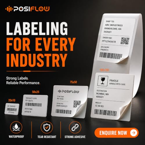 Image of Shreyans Direct Thermal Labels (Pack of 10, 38mm x 15mm - 500 Labels /Roll) - Non Tearable, Scratch Free, Water Proof & Non Fade Stickers with Permanent Marking - 5000 Labels