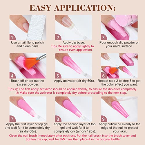 Saviland 49Pcs Dip Powder Nail Kit - 40 Colors Nudes Classic White Glitter Dip Powder Liquid Set With Base & Top Coat Activator Brush Saver Manicure Tool For French Nail Art Salon Diy Valentine's Day Gifts #TOP6