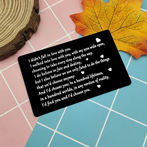 Valentine\'s Day Gift for Boyfriend Wallet Insert Card for Husband Aniversary Card Gift for Fiance Wedding Gift for Men Birthday Gift for Him Engraved Wallet Card Deployment Gifts I Love You Card - Thumbnail 2