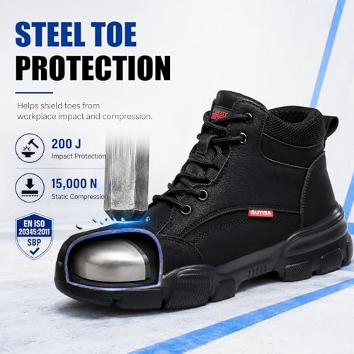 Image of Steel Toe Work Shoes for Men, Lightweight Safety Shoes with Puncture Resistant Midsole, Comfortable Protective Work Shoes for Warehouse Factory Light Construction