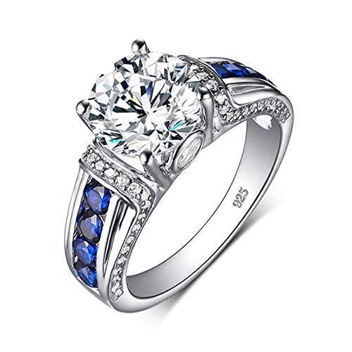 Moissanite Engagement Rings 0.8-2CT 18K White Gold Plated 925 Silver Rings for Women D Color Moissanite Diamond Wedding Ring,With GRA Certificate