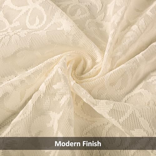 Image of Kuber Industries 4 Pcs Net Cotton 7 Feet Door Curtain Vine Designfor Home Decor | Semi Sheer Grommet Curtains for Living Room /Bedroom | RC317 - Delhi Cream