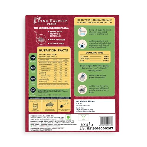 Image of Pink Harvest Farms Moong & Edamame Spaghetti Noodles, 200 G