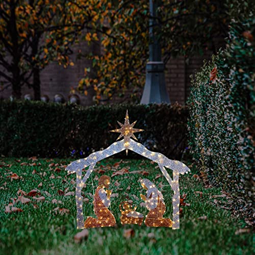 Lighted Outdoor Nativity Scene - Outdoor Nativity Scene With Led String Light Holy Family Nativity Scene Set Christmas Display For Front Yards Lawns Church (F, F) #TOP5