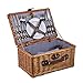 LAGUIOLE - Picknickkorb für 4 Personen, Weide, Baumwolle, Keramik, Metall und PVC, Nomaden, Outdoor, Camping, Wandern, Braun