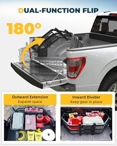 Trumgeta 46\"-54\" Adjustable Truck Bed Extender, Fit for 2015-2022 Chevrolet Colorado & GMC Canyon, 2022-2026 Hyundai Santa Cruz & Ford Maverick, 2011-2026 Ford Ranger, MOLLE Tailgate Extender - Thumbnail 3