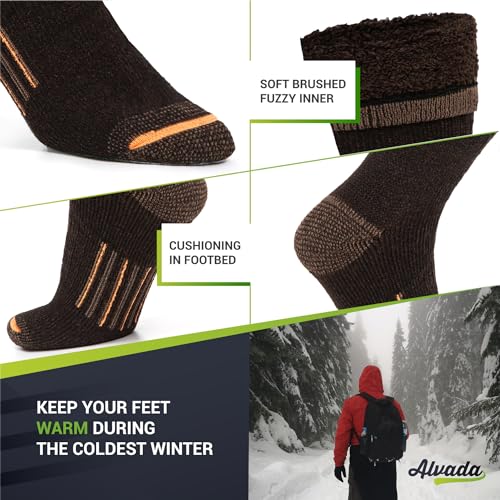 Image of Alvada Merino Wool Hiking Socks Thermal Warm Crew Winter Boot Sock For Men & Women 3 Pairs