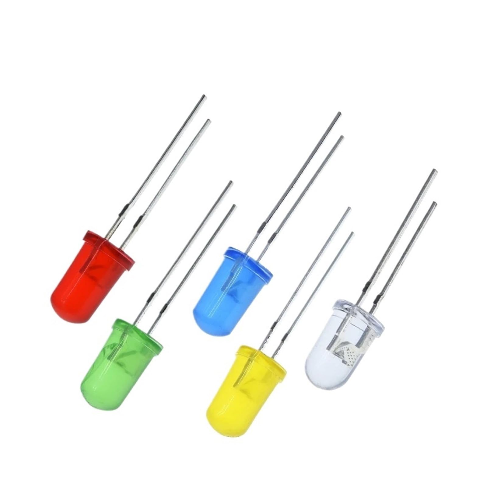 Lot de 100 ou 500 diodes LED rondes de 5 mm, jaune, blanc, rouge, vert et bleu(500pcs Green)
