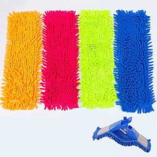 Shoe Slotz 4Pack Microfiber Cleaning Mop Pads, Extendable Microfibre Floor MopFlat Floor Dust Mop Heads Replacement for Wet Or Dry Scrubbing Washable 40x12cm