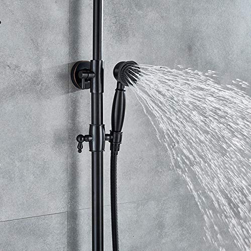 Ensemble de robinets de douche à effet pluie avec mitigeur noir mat - 6