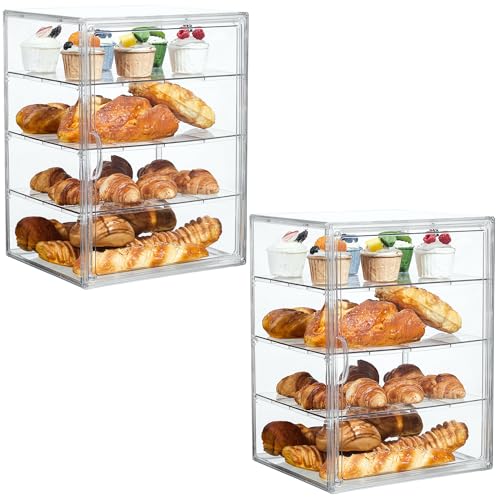 Image of Bread Box for Kitchen Countertop, 4 Layers Pastry Display Case, 2 Pack