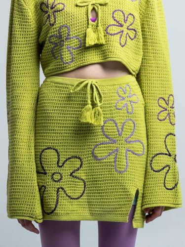 Spongebob Squarepants Flower Clouds Green Crochet Mini Skirt2