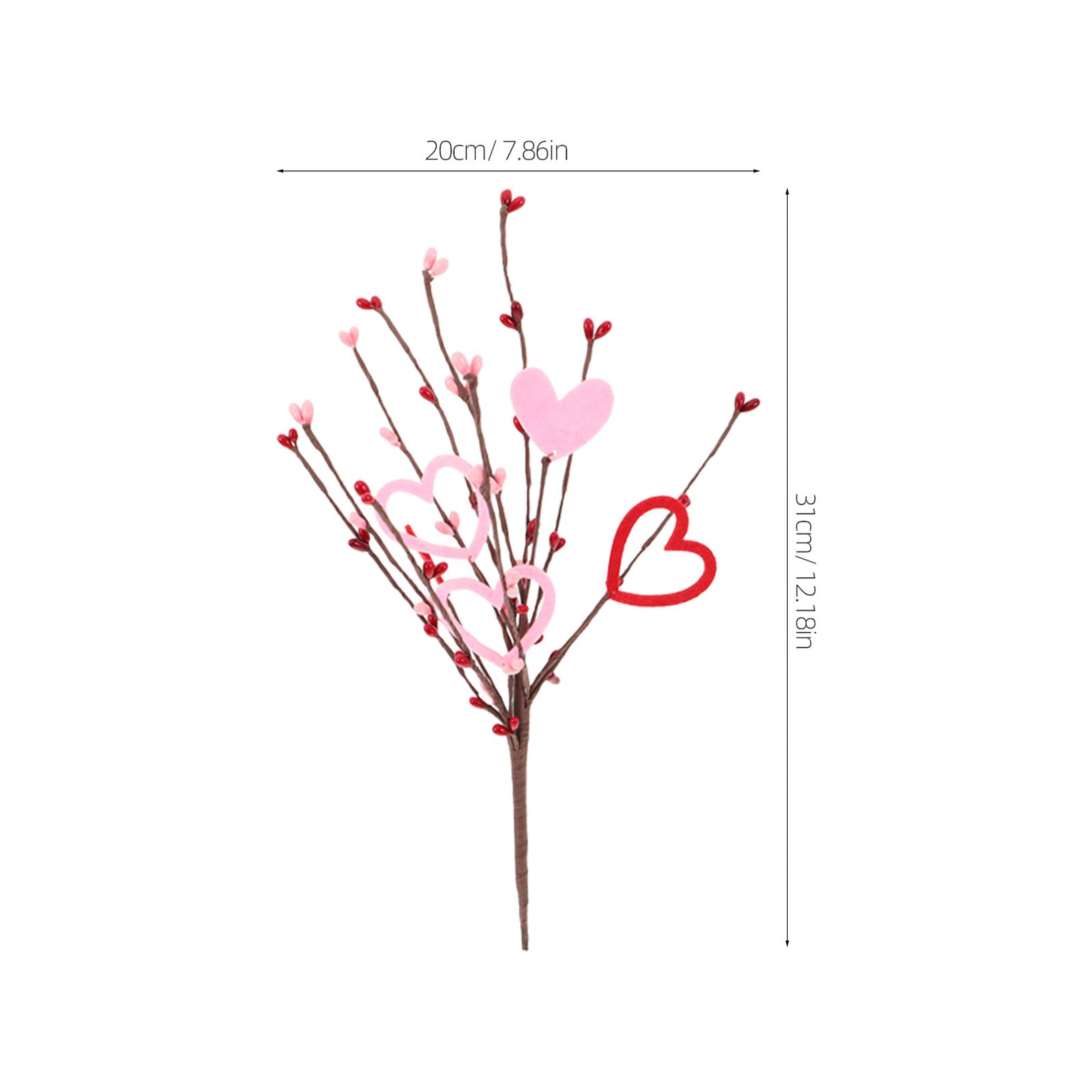 Gatuida 10 Piezas de Ramitas Artificiales Bayas Rojas y Forma de Corazón Ramo Decorativo para San Valentín Obsequio Romántico y Decoración para Bodas Mesas y Aniversarios