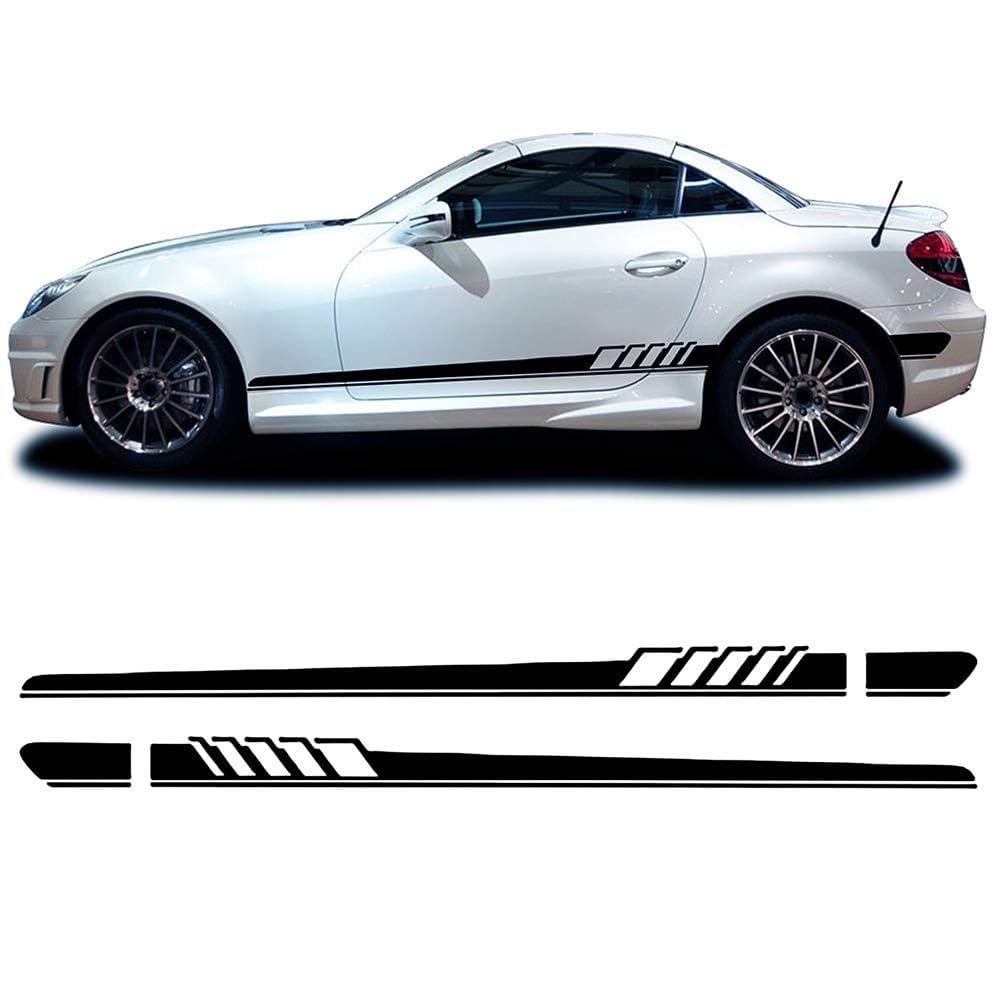UNCLE LIAO Car Side Skirt For Mercedes Benz SLK Class R170 R171 R172 SLK55 AMG SLK200 250 Auto Car Door Sticker Side Step Skirt.,White