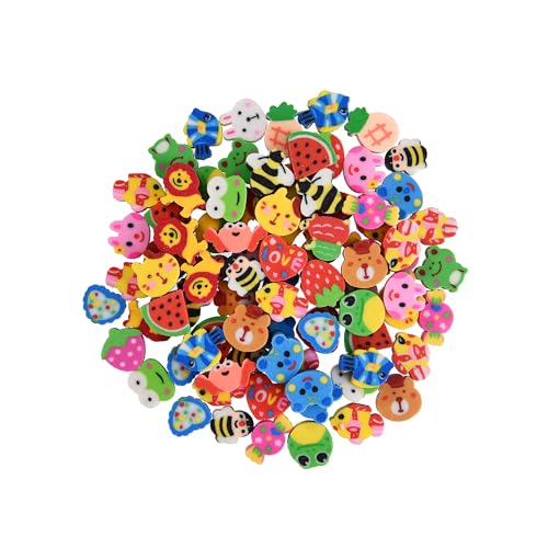 400PCS Mini Fun Cute Fruit Animal Erasers for Kids Bulk Back to School Party Gifts Valentines Day Gifts (Fruit erasers)