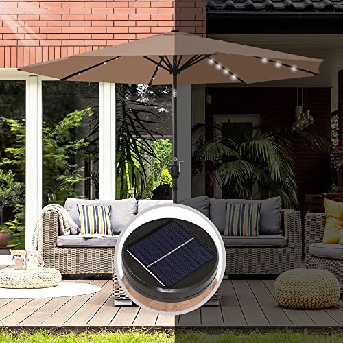 Super Deal 10Ft Patio Umbrella With 32 Solar Led Lights, Outdoor Large Table Umbrella With Tilt Adjustment And Crank For Market Garden Backyard Beach Poolside #TOP2
